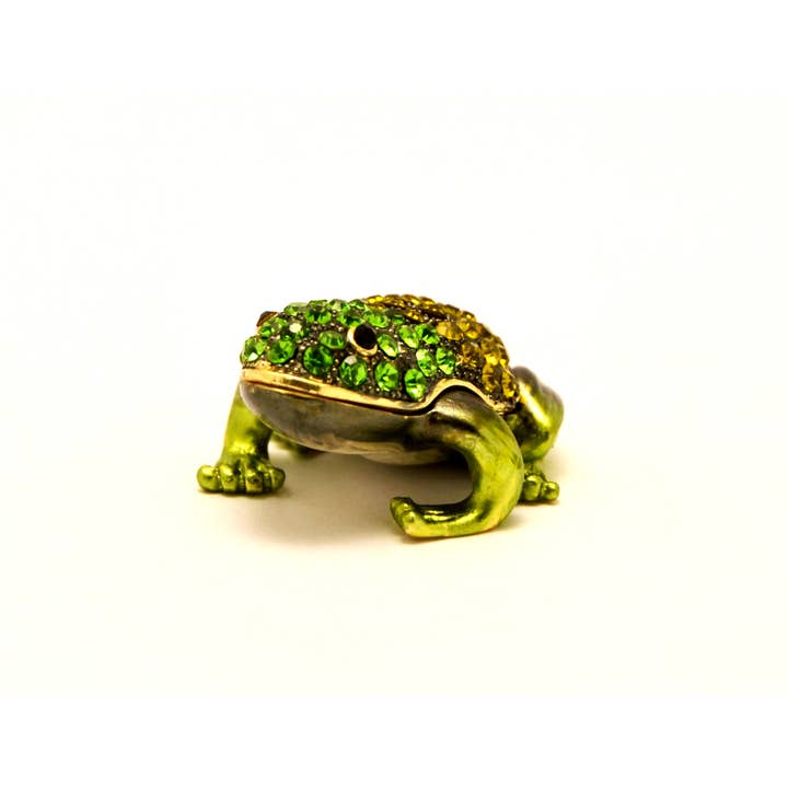 Ciel Collectables - Wholesale Jewelry Box/Organizer - Small Frog Trinket Box. Hand Set Green Swarovski Crystals