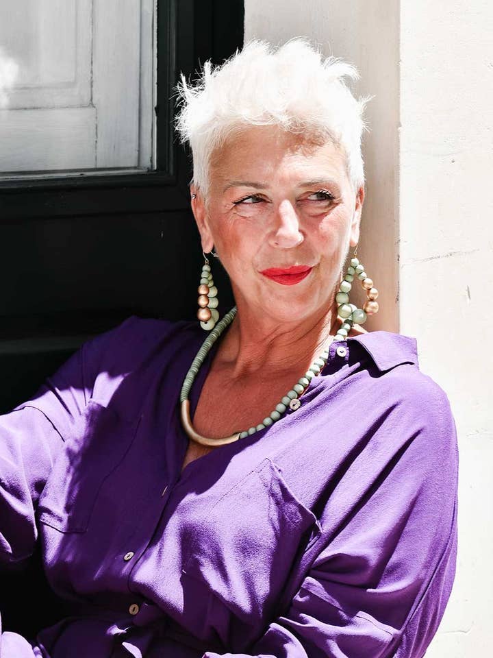 Brazil Big Metallic Wood Earrings for wholesale by Bijondo