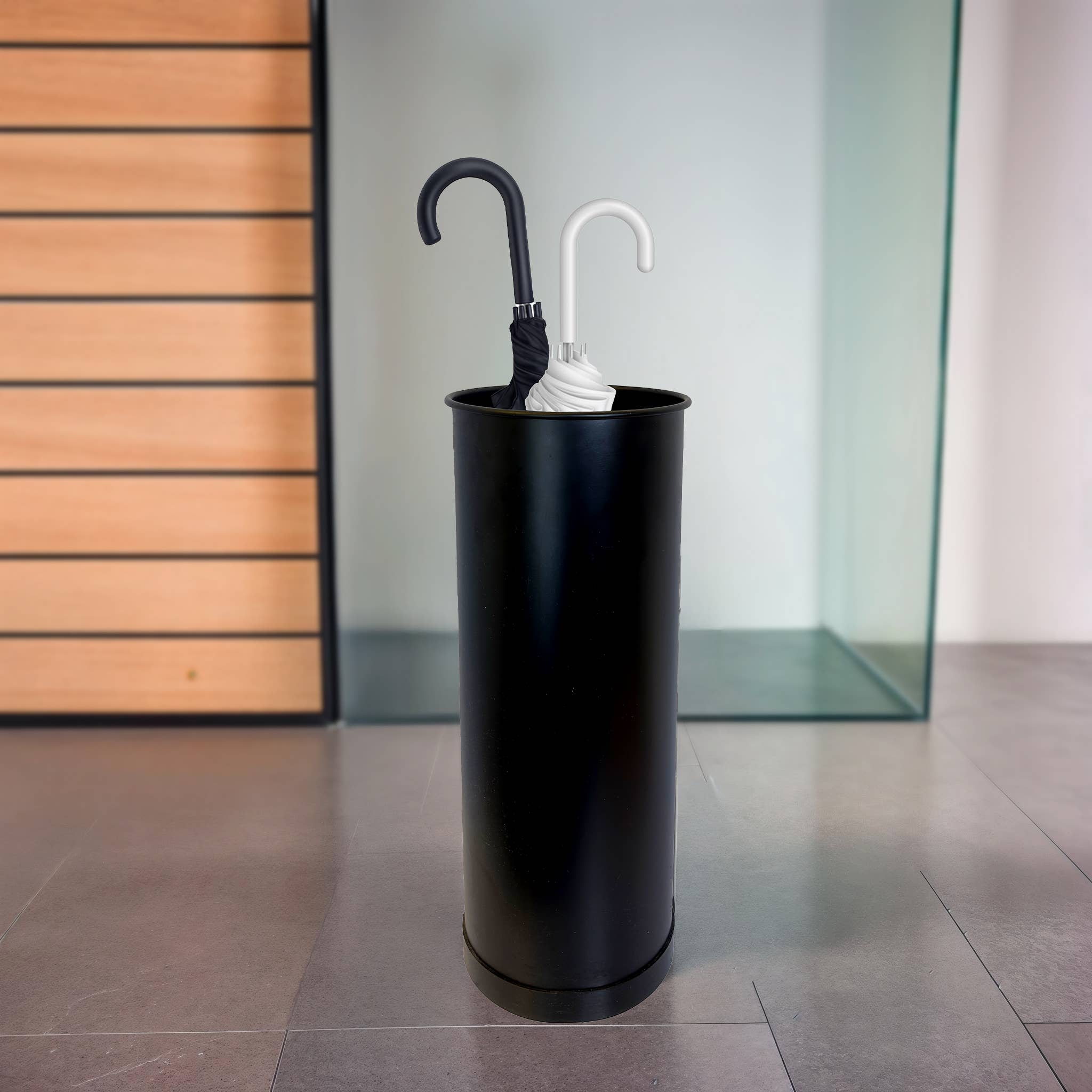 DisplayCanada - Wholesale Umbrella Stand - Black Stainless Steel Umbrella Bucket - #UB0020