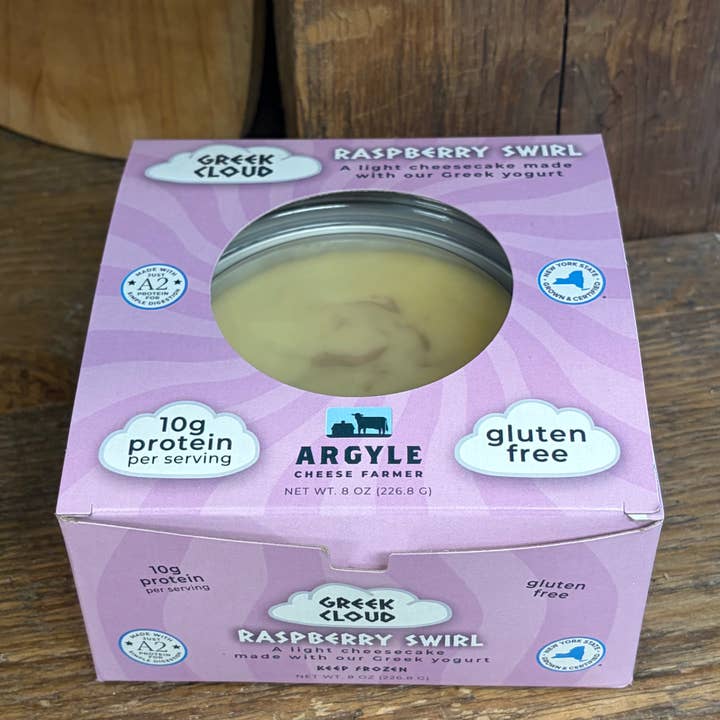 Argyle Cheese Farmer Raspberry Swirl Greek Cloud for wholesale by Argyle Cheese Farmer