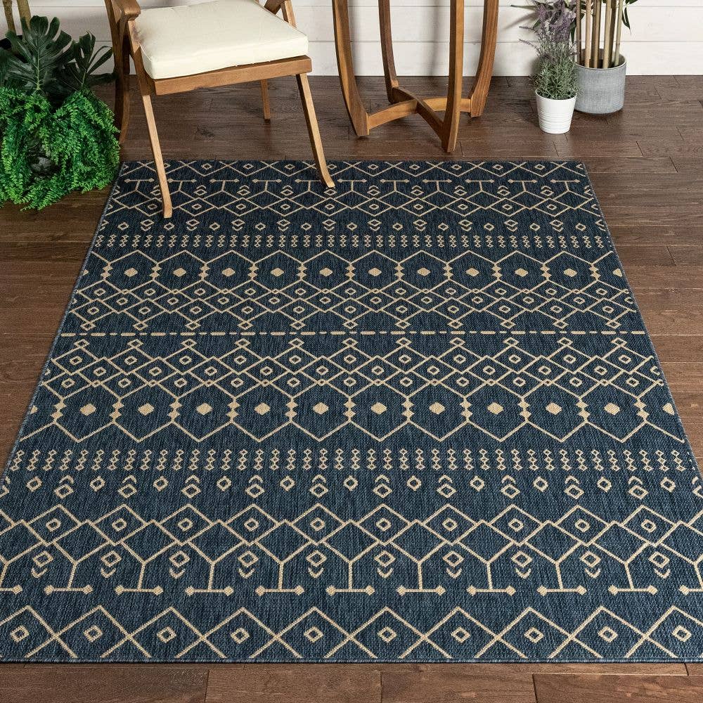 Well Woven - Wholesale Area Rug - Nord Moroccan Tribal Indoor Outdoor Blue Flatweave Rug1