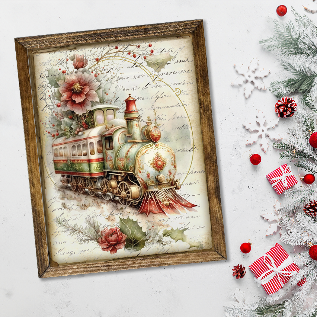 Jarmz Designs - Wholesale Christmas Wall Art - TIMBERLAND FRAME VINTAGE CHRISTMAS TRAIN2