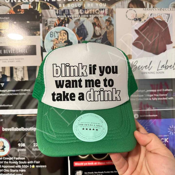 THE BEVEL LABEL - Wholesale Trucker Hat - Women's - Blink If You Want Me Trucker Hat1
