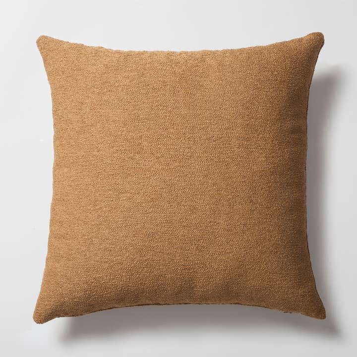 Solid Boucle Plain Square Decorative Pillow Cases Mustard for wholesale by Fineroom Living