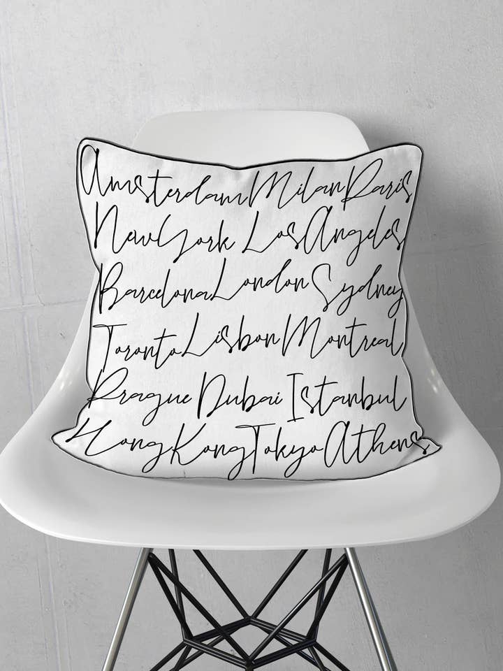 Reise-Script-Kissenbezug für den Großhandel von Alison Gordon Studio