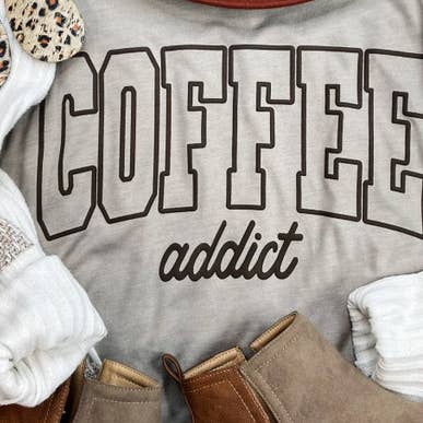 Transfert de chaleur par sérigraphie Coffee Addict PUFF pour la vente par Trendy Transfers