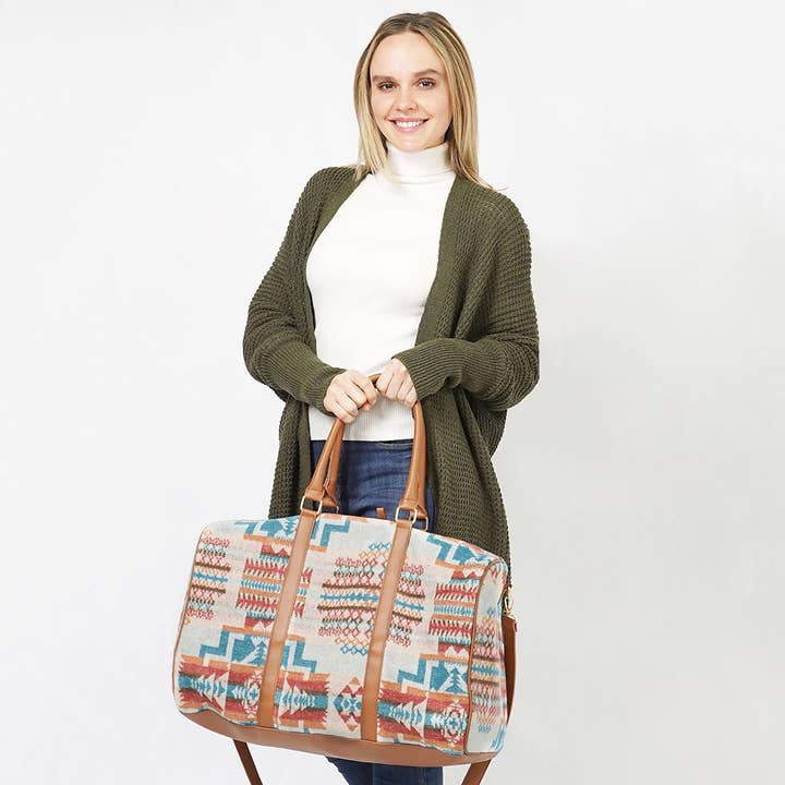 Wona Trading, Inc. - Wholesale Tote Bag - Unisex - Aztec Patterned Duffle / Tote / Crossbody Bag