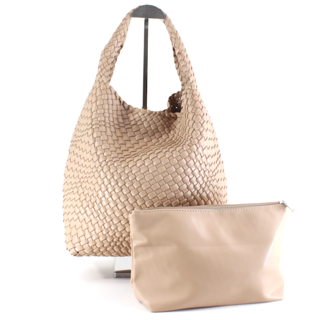 Pretty Persuasions - Wholesale Shoulder Bag - Women's - P23067 Woven Hobo Bag w/Cosmetic Pouch5