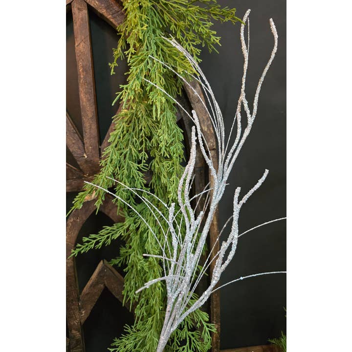 Wholesale Home Decor - Wholesale Artificial flowers - Silver Glitter Grass Pick