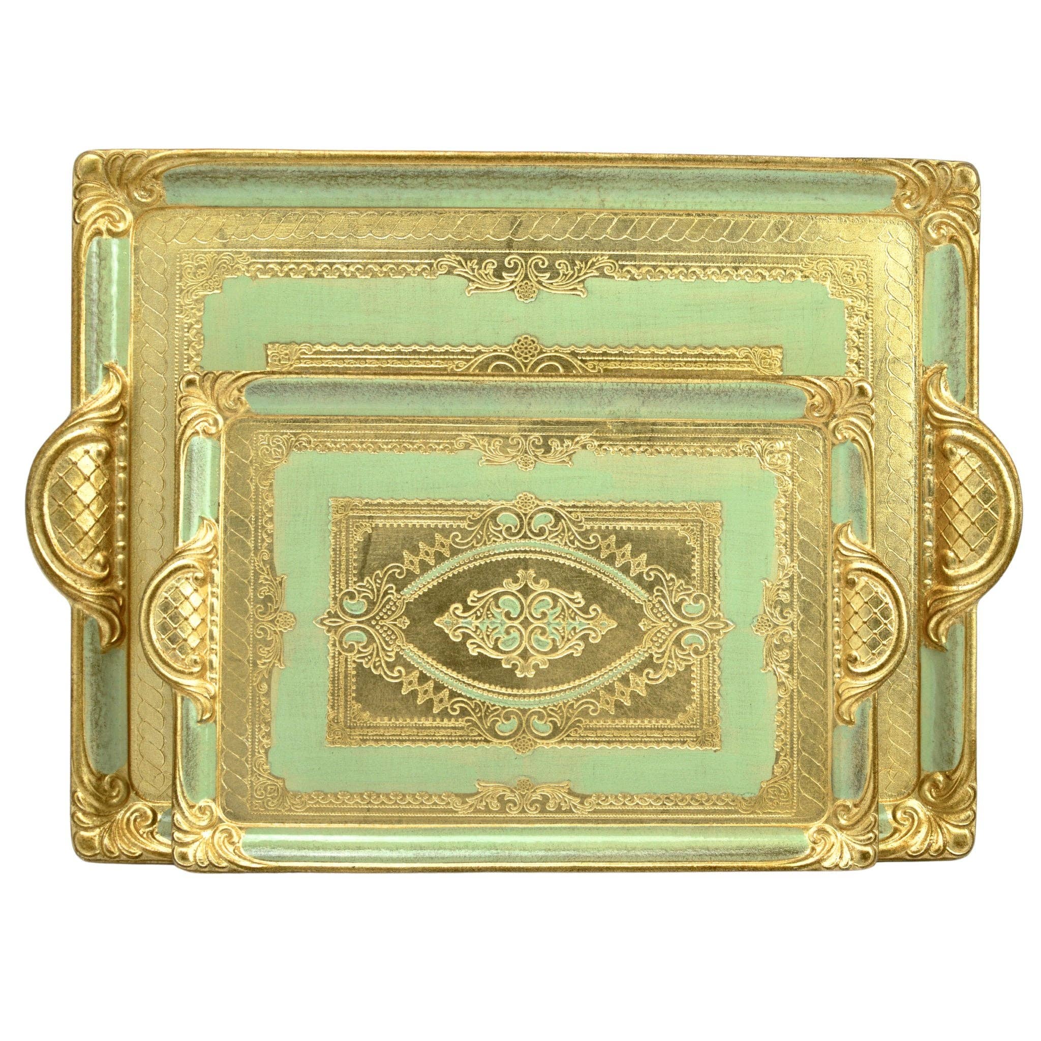 Via Graceffo - Wholesale Decorative Tray - Florentine Carved Rectangle Tray with Handles, M or L, Made in Italy5