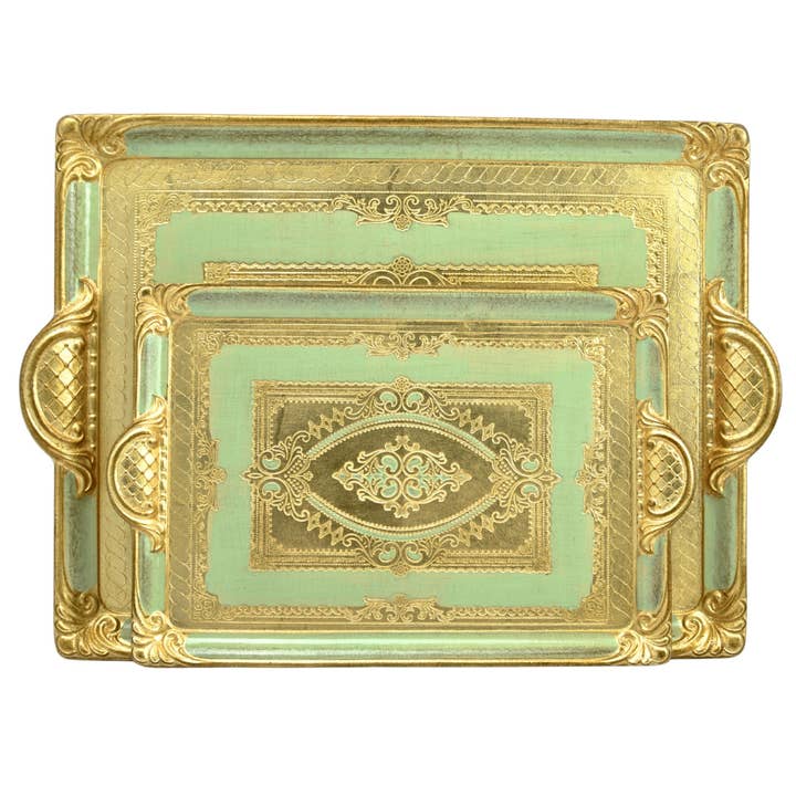 Via Graceffo - Wholesale Decorative tray - Florentine Carved Rectangle Tray with Handles, M or L, Made in Italy5