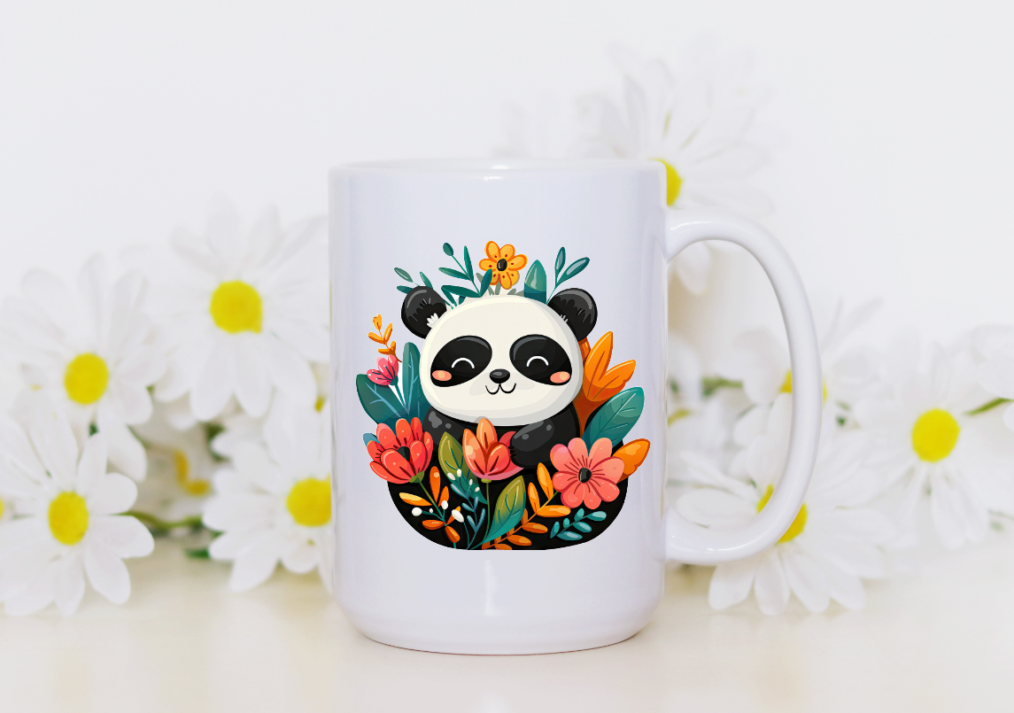Prairie Chicken Sticker Shop & Gifts - Wholesale Coffee Mug - Vintage Panda & Flowers 15oz Coffee Mug  3