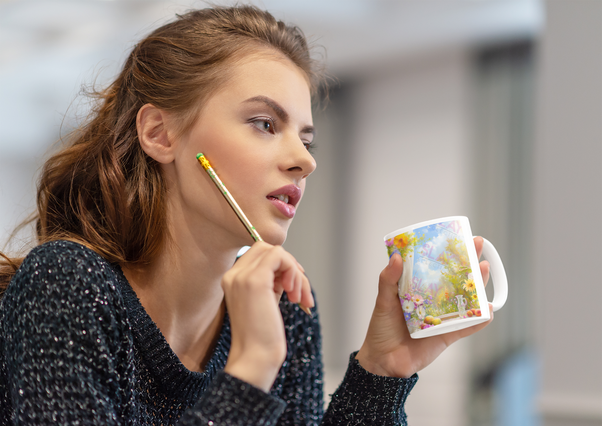 Slay Eclectic – wholesale Kaffekoppar – Färgglad Blommig Designmugg - 11oz Kaffekopp för Naturälskare, Färgglad Blommig Mugg, AI Konst Kaffekopp, Livfullt Blommönster, Keramisk Mugg2