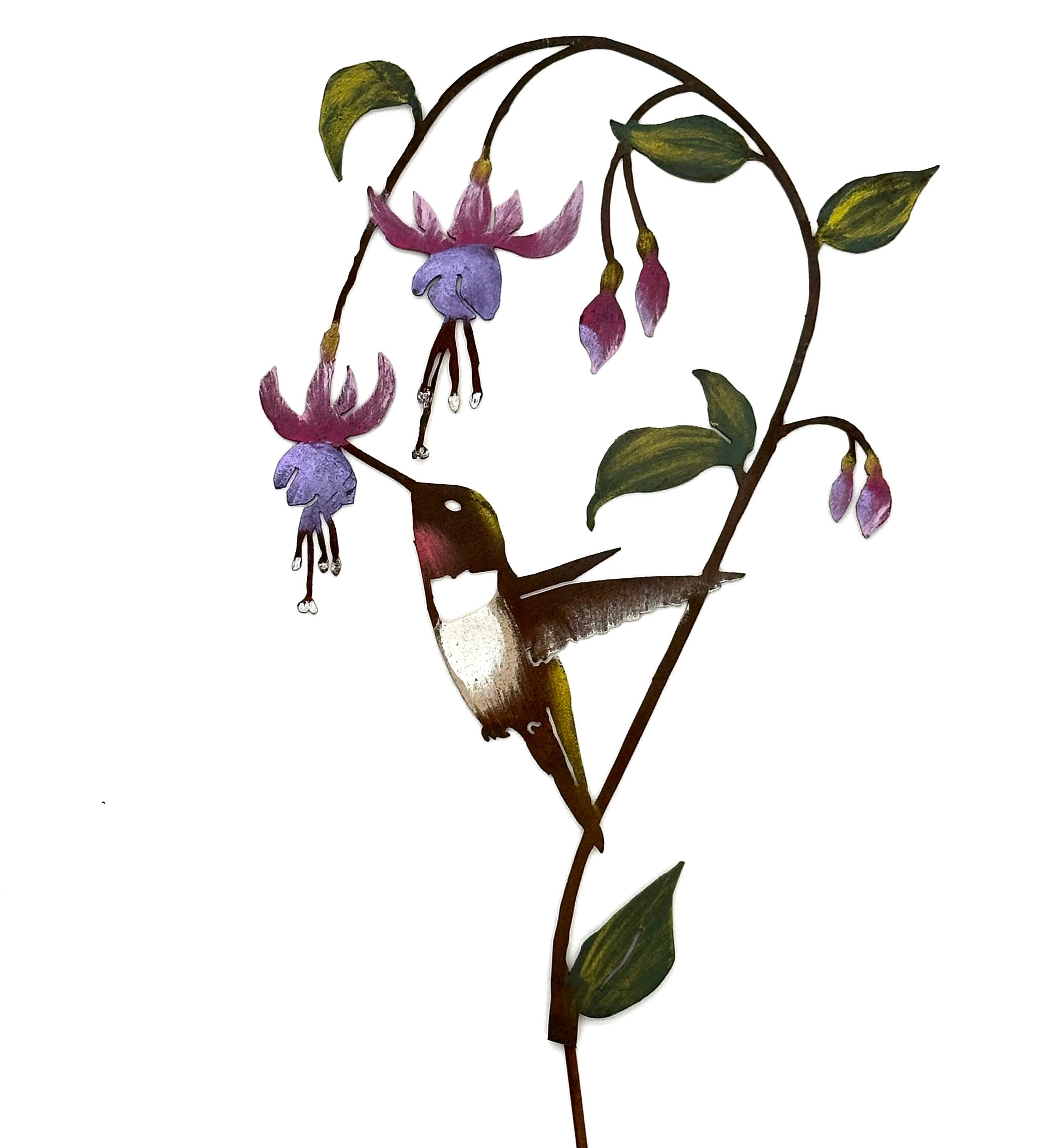 Elegant Garden Design - Wholesale Garden/Lawn Stake - Hummingbird on Fuchsia Pick -Painted