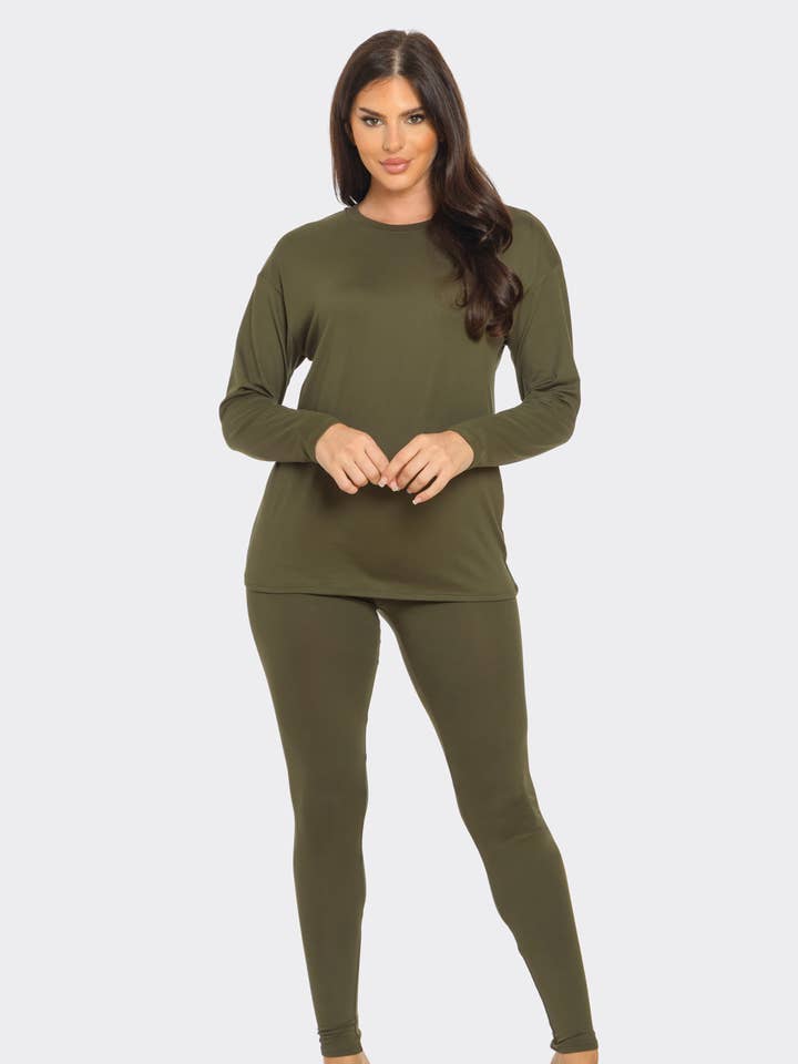 Brushed Dty leggingset met ronde hals voor wholesale door Julia by LoveJ