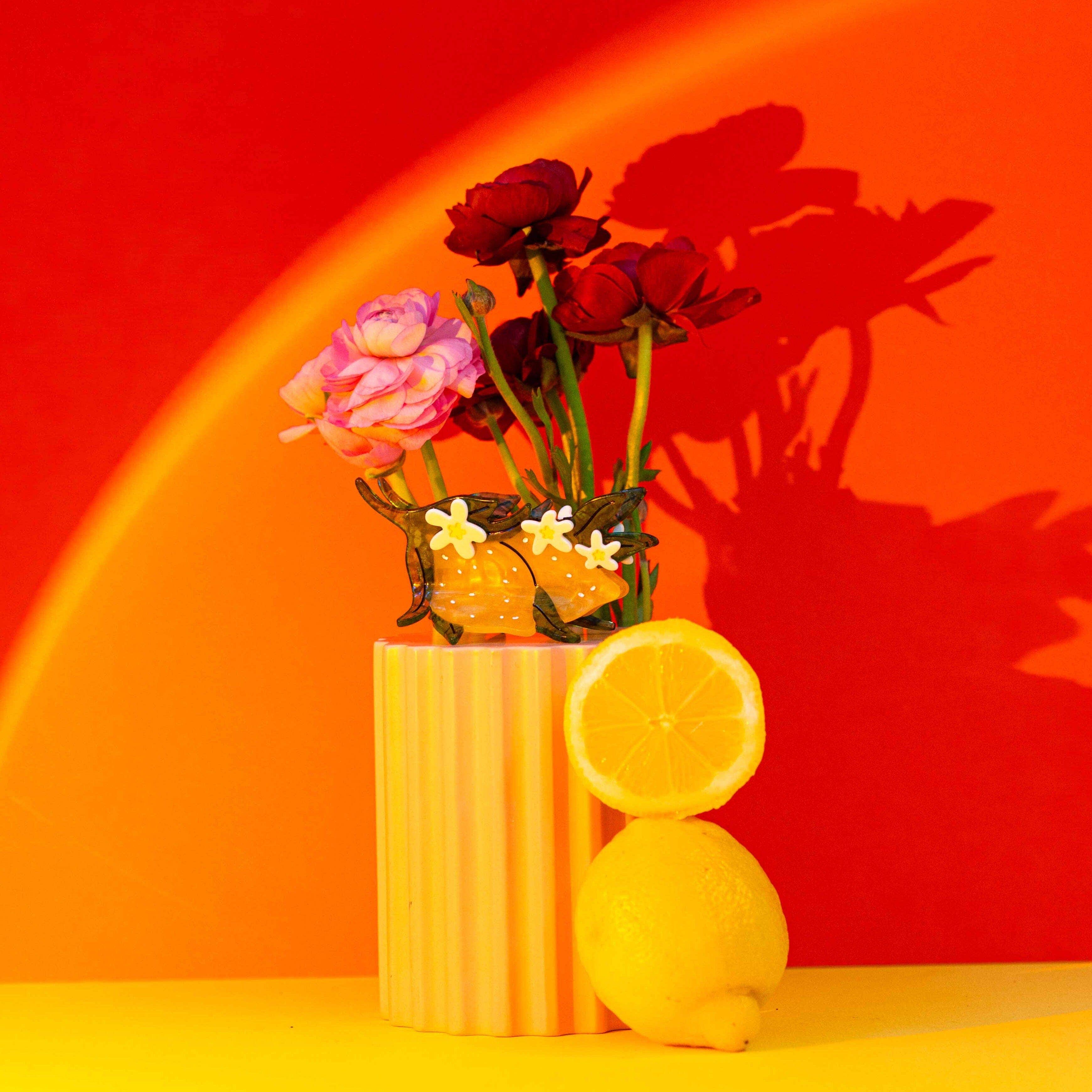 Jenny Lemons - Wholesale Haarclip - Dames - Grote haarklauwclip met citroen en bloemen3