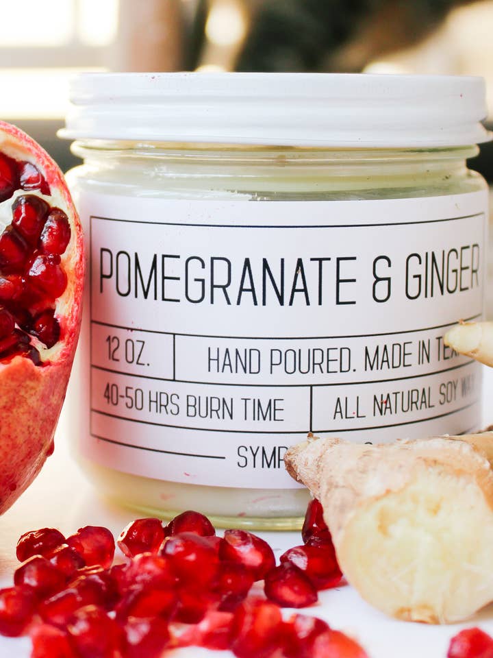 Granada y jengibre, 12 onzas Vela de soja para venta al por mayor de Symposium Co