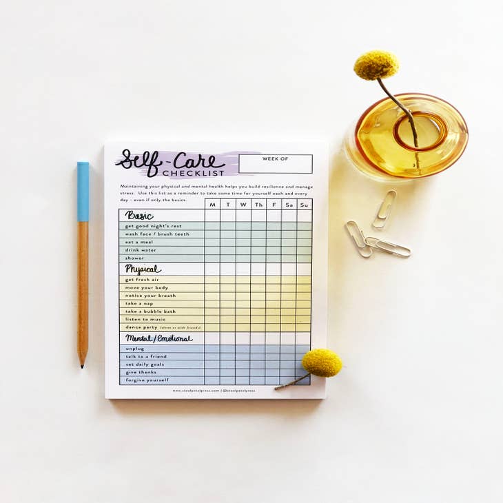 A5 Wide Self Care Checklist Tracker, Self Help Journal, Daily