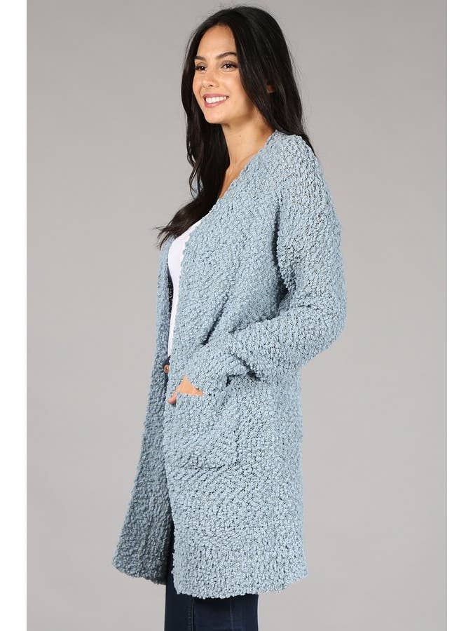 Oceanus Apparel – Großhandel Strickjacke – Damen – OUG80160 Cardigan-Pullover aus massivem Popcorn mit Verzierung9