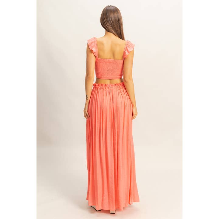 HYFVE - Wholesale Top & Skirt Set - Women's - HF25E051-SET-Smocked Sleeveless Top And Maxi Skirt Set