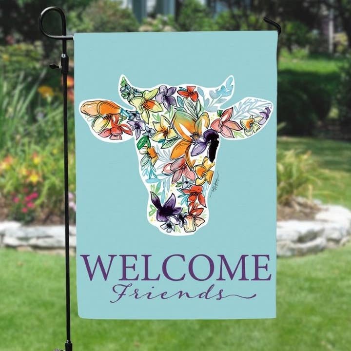 Cow Design Double-Sided Garden Flag for wholesale by Amanda Klein Co.