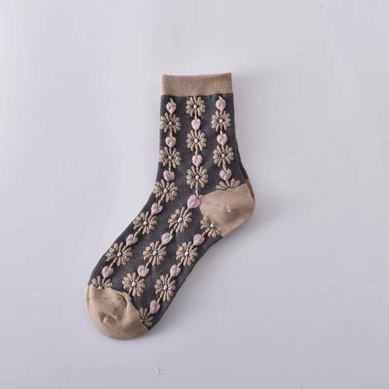 Sheer Trend – wholesale Socks – Women's – 5-Color Mixed Three-Dimensional Relief Women's Sock Set3