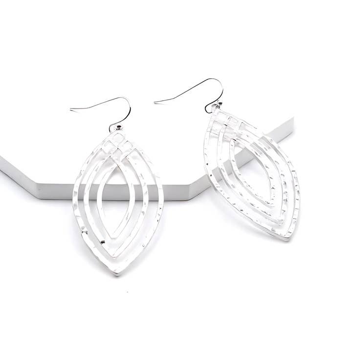 Rippled Marquise - Silver Earrings for wholesale by Sunset Marsh LLC