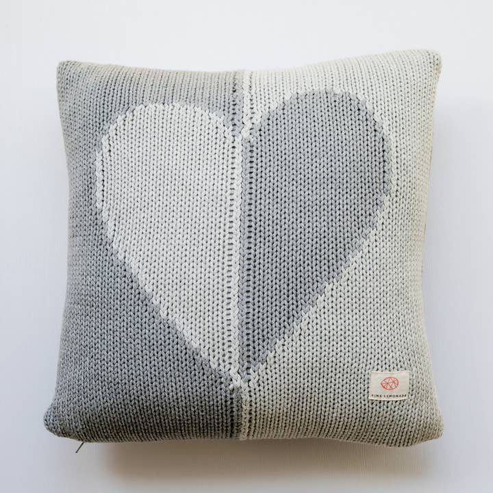 Hearts - Dual - Gray - 100% Organic Cushion for wholesale by Pink Lemonade