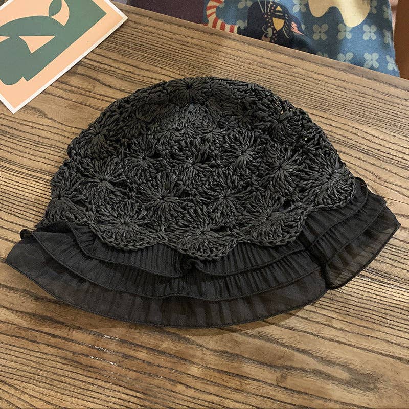 Ole - Wholesale Bucket Hat - Women's - Ruffle Lace Fisherman Hat C01274