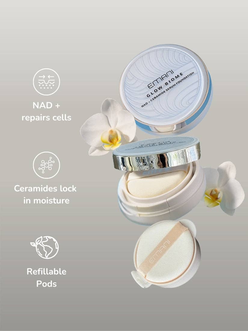 EMANI VEGAN COSMETICS - Vente Fonds de teint - Glow Biome Fond de Teint Sérum NAD+15