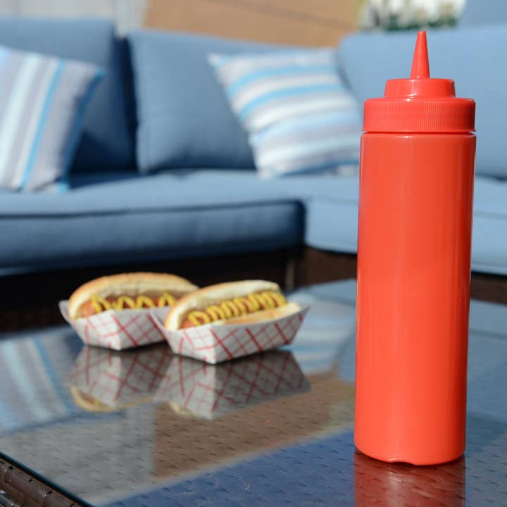 EcoQuality - Wholesale Food storage container - 24 Oz Red Plastic Condiment Squeeze Bottles Squirt Bottle fo4