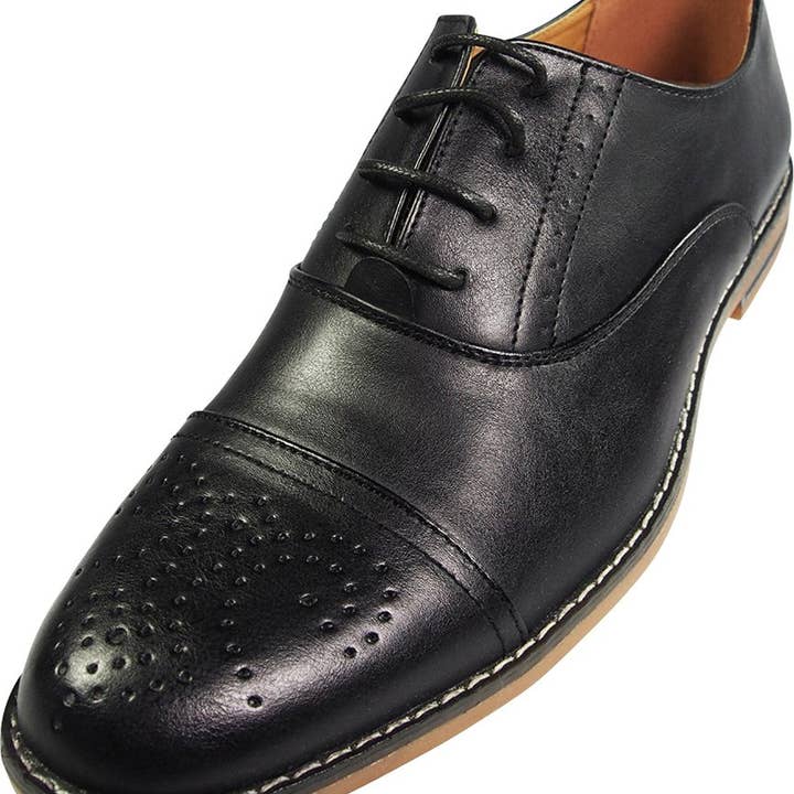 Eastern Off Price - Wholesale Oxford Shoes - Men's - Via Farinella - Mens Genuine Leather Insole Cap Toe Lace Up3