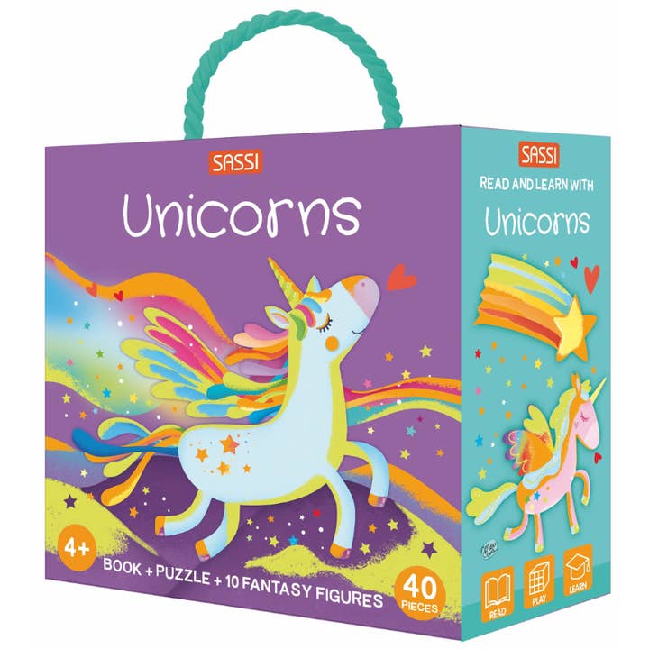 Sassi 3D Puzzle and Book Set - Read and Learn with Unicorns, 40 pcs for wholesale by Axis Toys & Gifts
