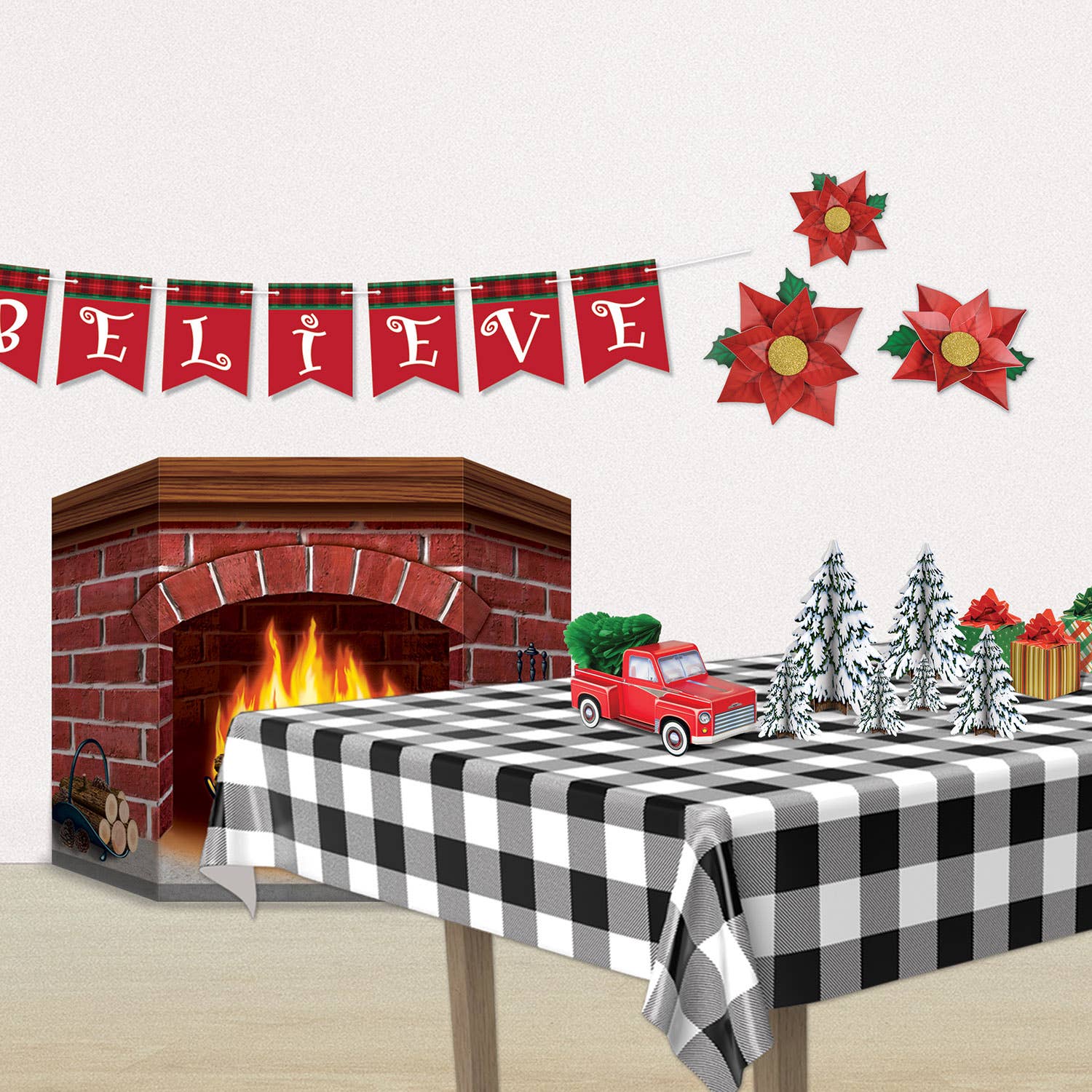 Beistle - Wholesale Christmas Decoration - Brick Fireplace Stand-Up, 3' 1" x 25"4