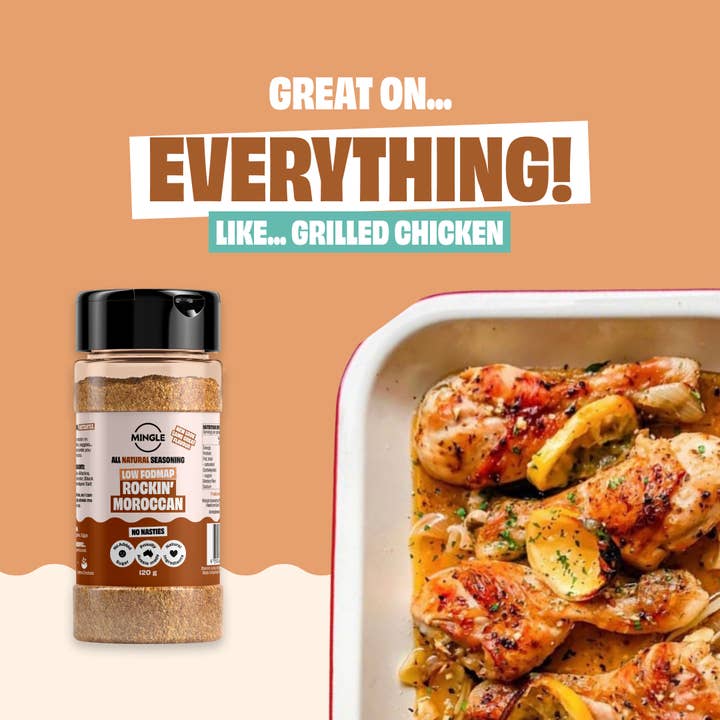Mingle Seasoning - Wholesale Gedroogde kruidenmix - MAROKKAANSE (FODMAP-VRIENDELIJKE) GROTE KRUIDENFLES2