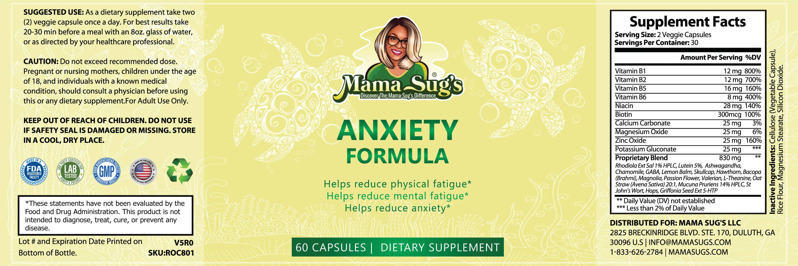 Mama Sug's – Suplemento/vitamina oral por atacado – Fórmula de ansiedade2