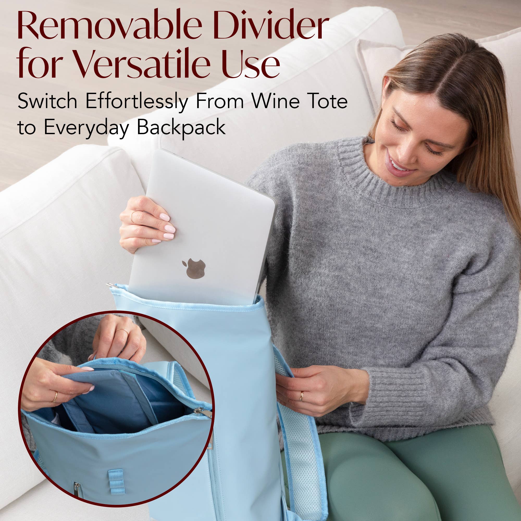 Vin Fresco - Vente Sacs pour bouteilles de vin - Sac à dos à vin à deux bouteilles Vin Fresco avec rabat roulant11