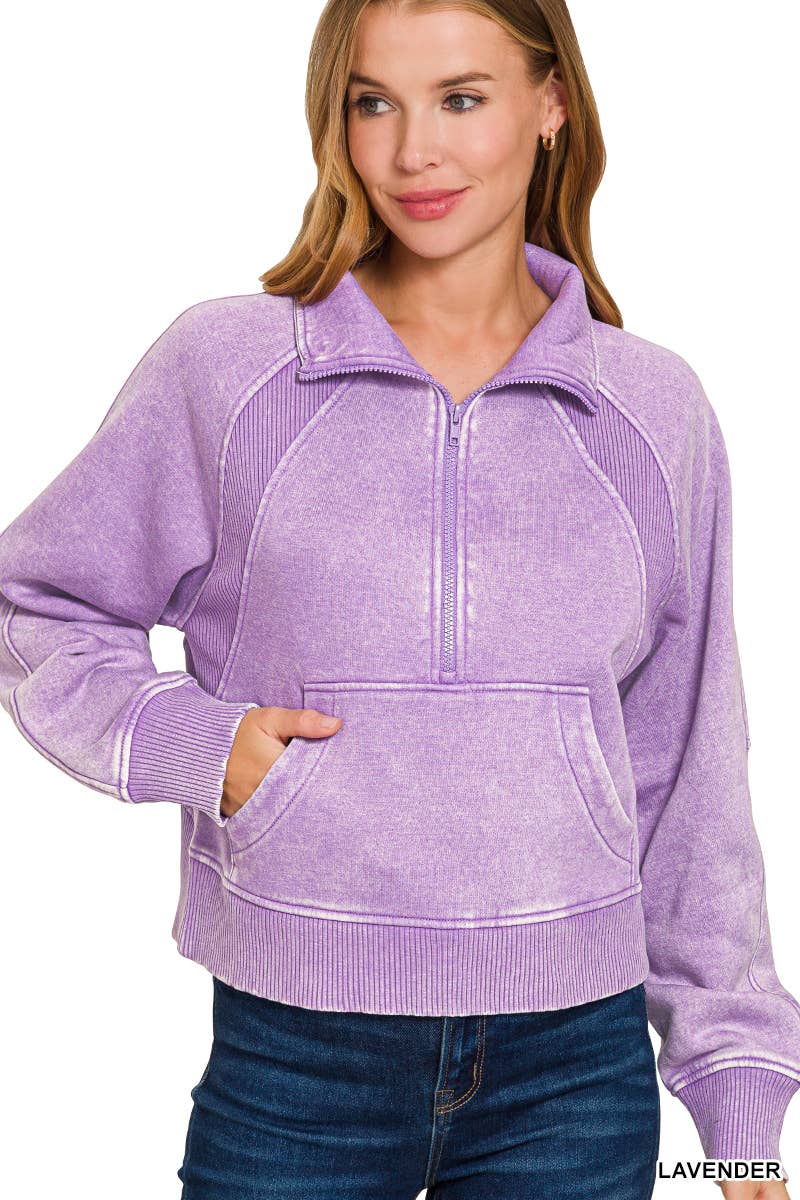 42POPS - Wholesale Sweatshirt - Women's - `.Half Zip Cropped Pullover21