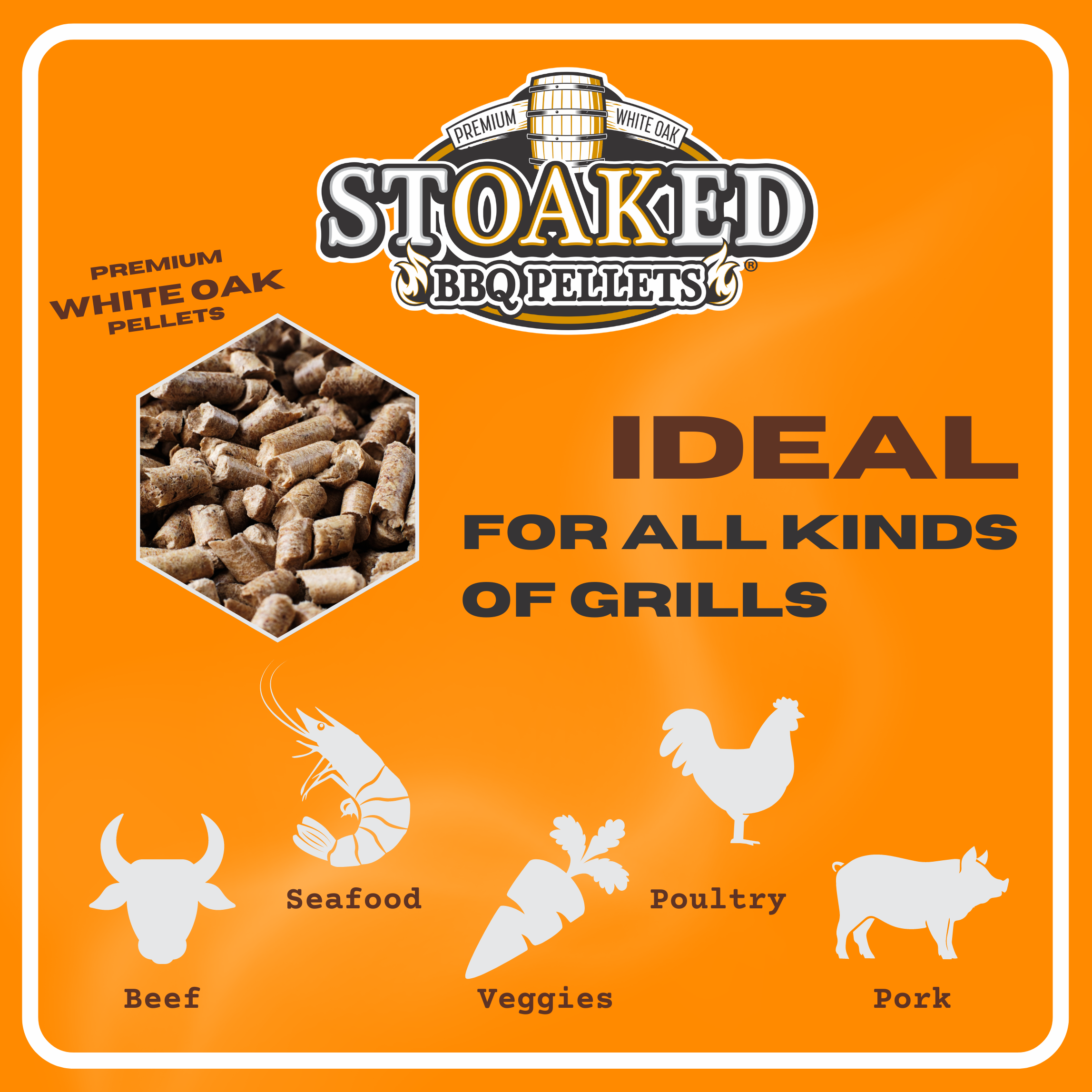 Superior Trading Co. - Wholesale Charcoal - Stoaked BBQ Pellets for Smoker. Natural White Oak. 20lb Bag4