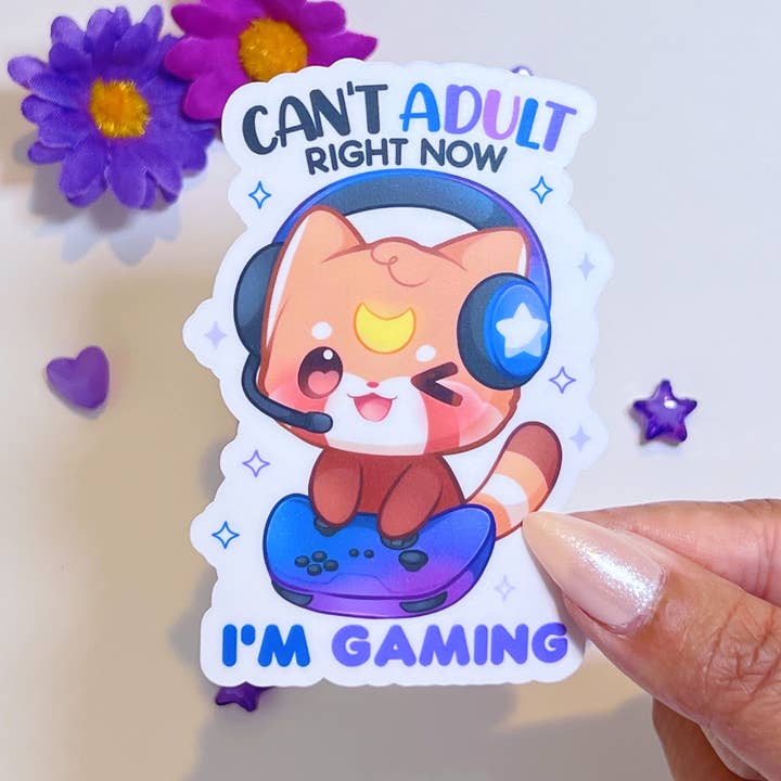 Can't Adult Right Now I'm Gaming Sticker for wholesale by MaeMunchiesCo