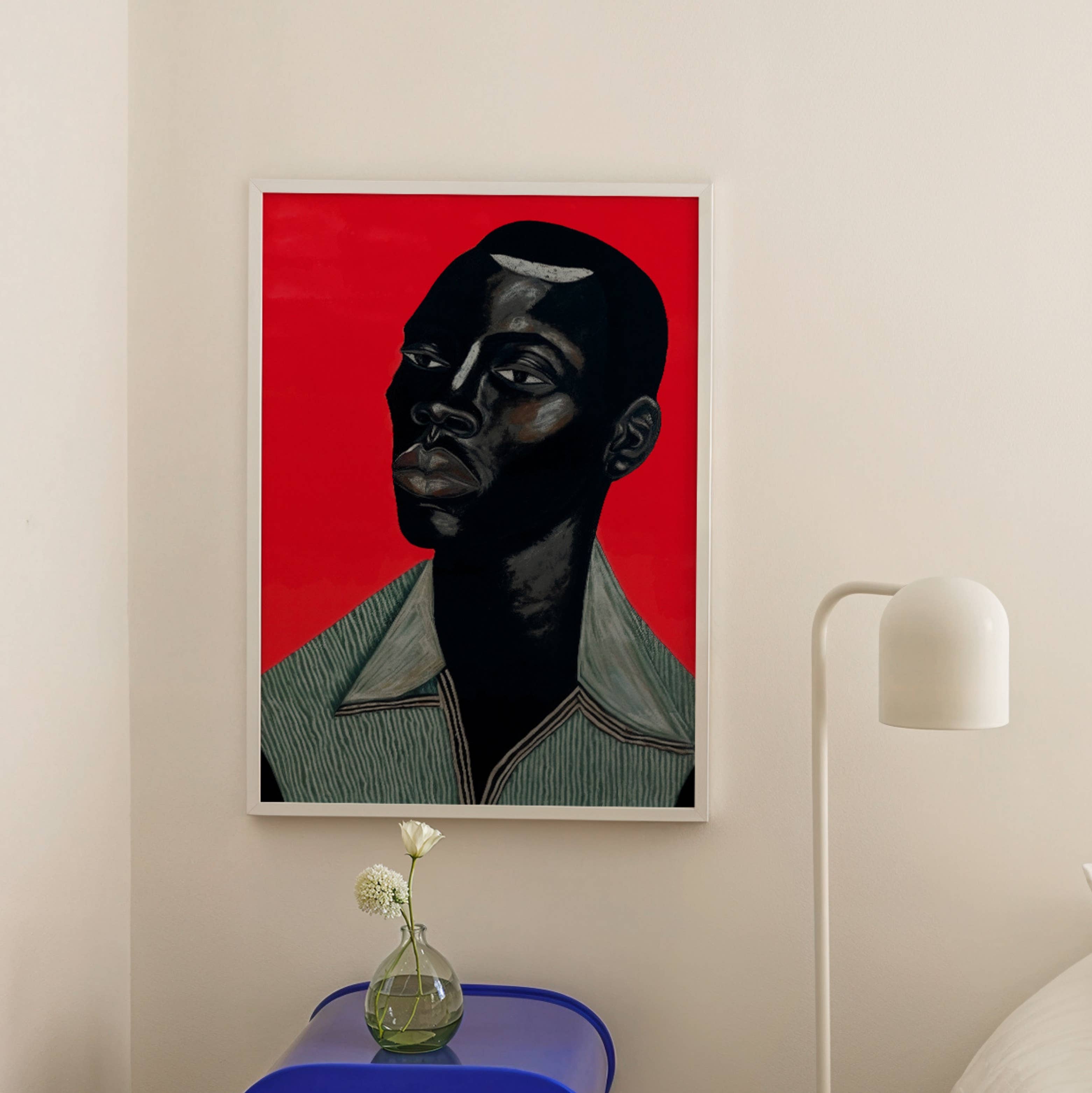 The Phoenix Palms - Wholesale Art Print - "Remy" Modern Portrait Art Print - Bold Red - Premium Paper4