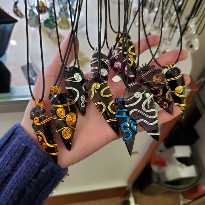 Different Branches - Wholesale Individual Charm/Pendant - Unique Handmade wire wrap obsidian arrowhead Jewelry