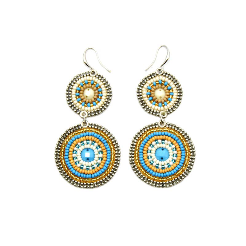 Erik & Mike - Wholesale Dangle Earrings - Seed Beaded Earrings - 2 Circle Caribe Hand Beaded Earrings