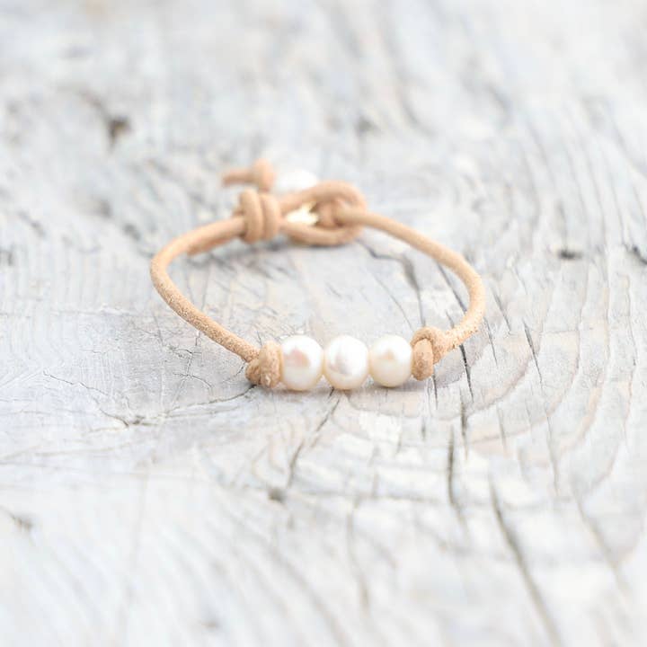 Cape Cod Chokers - Vente Bracelet de perles - Bracelet en cuir à triple perle6