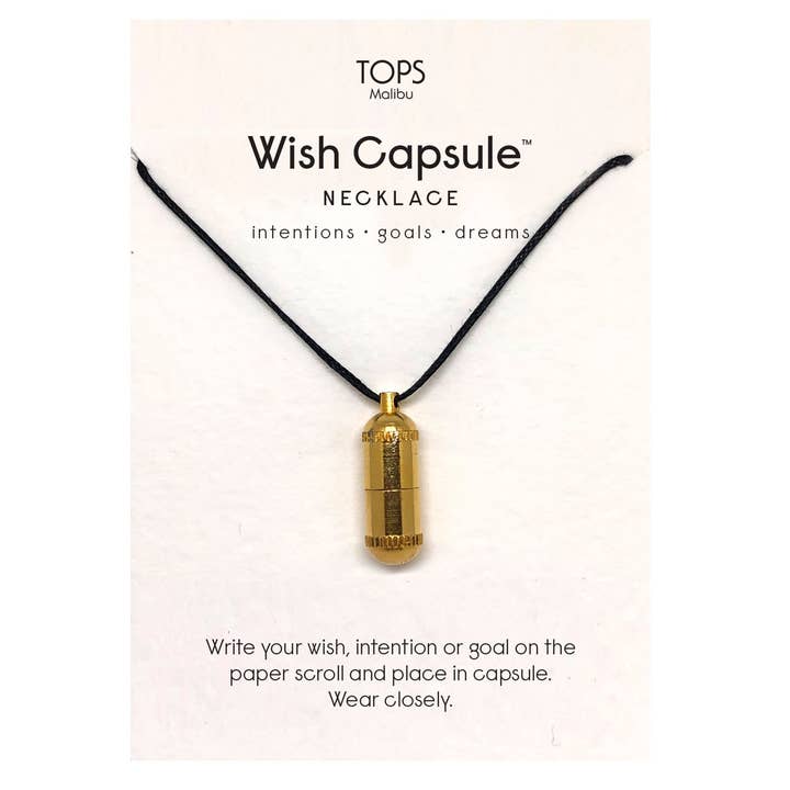 TOPS Malibu - Vendita all'ingrosso Collana con ciondolo/pendaglio - Collana Wish Capsule con 3 pergamene di carta - Gold Capsule