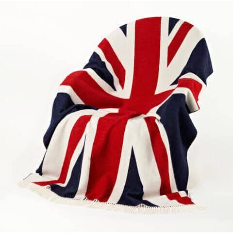 Bronte Moon - Venta al por mayor Mantas de sofá - Manta de lana de cordero Union Jack Merino, fabricada en Inglaterra