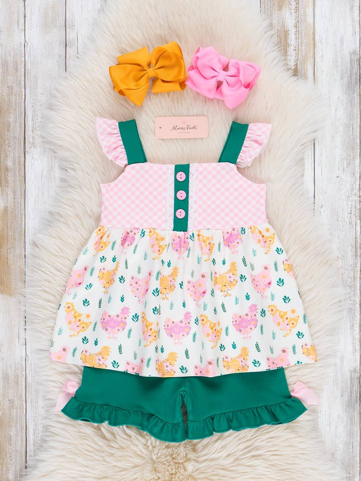 Charming Chickens Ruffle Outfit for wholesale by Marie Nicole Clothing