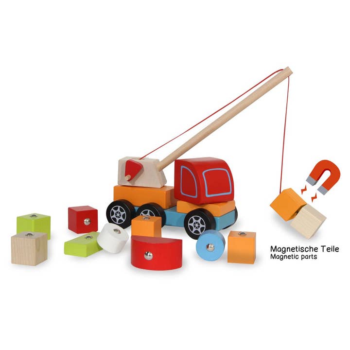 Kidiwood wooden toy, mobile crane, 14 pieces for wholesale by mhw24