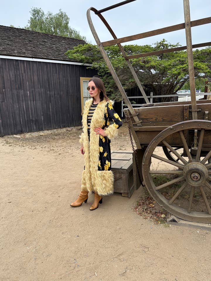 Penny Deluxe Antique Rose Tawny Faux Fur Jacket for wholesale by Jennafer Grace