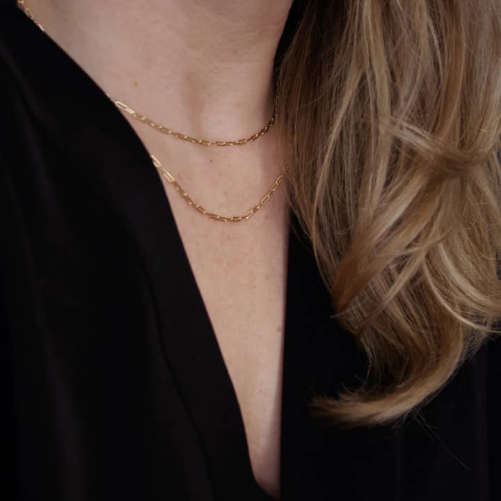 GoldFi - Wholesale Link & Chain Necklace - 18k Gold Filled Mini Paperclip Chain